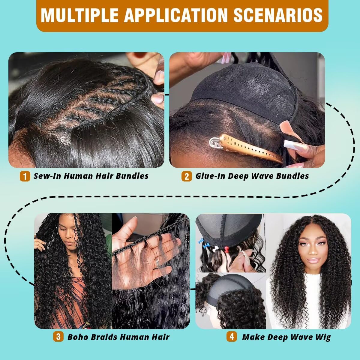 Cuzuzu 20 inch deep wave hair extensions close-up