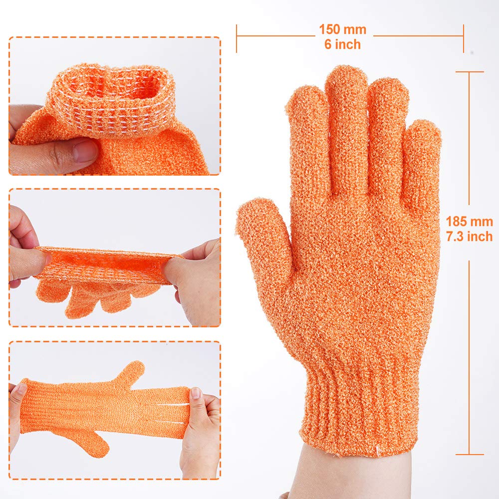 CVNDKN Exfoliating Shower Gloves showing double-sided texture