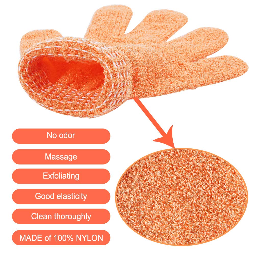 CVNDKN Exfoliating Shower Gloves with shower gel application