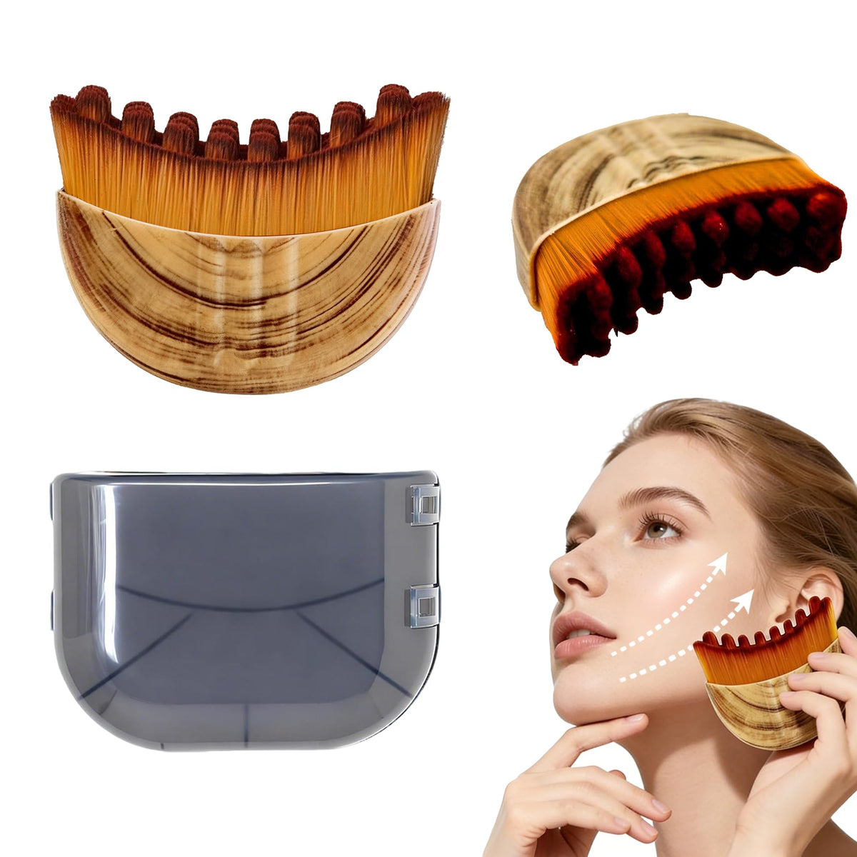 Cxguu Lymphatic Contour Face Brush front view with soft bristles