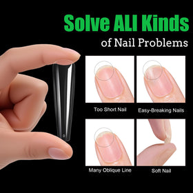 Cycullinyt Long Coffin Nail Tips in use on nails