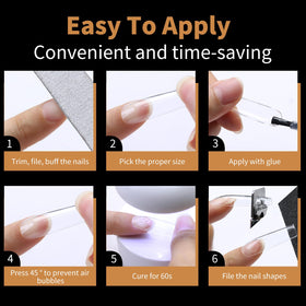 Cycullinyt Long Coffin Nail Tips with nail polish