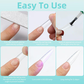 Cycullinyt Long Round Nail Tips 240Pcs applied on nails