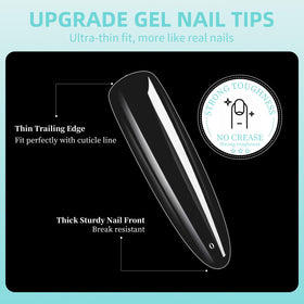 Cycullinyt Long Round Nail Tips 240Pcs in various sizes