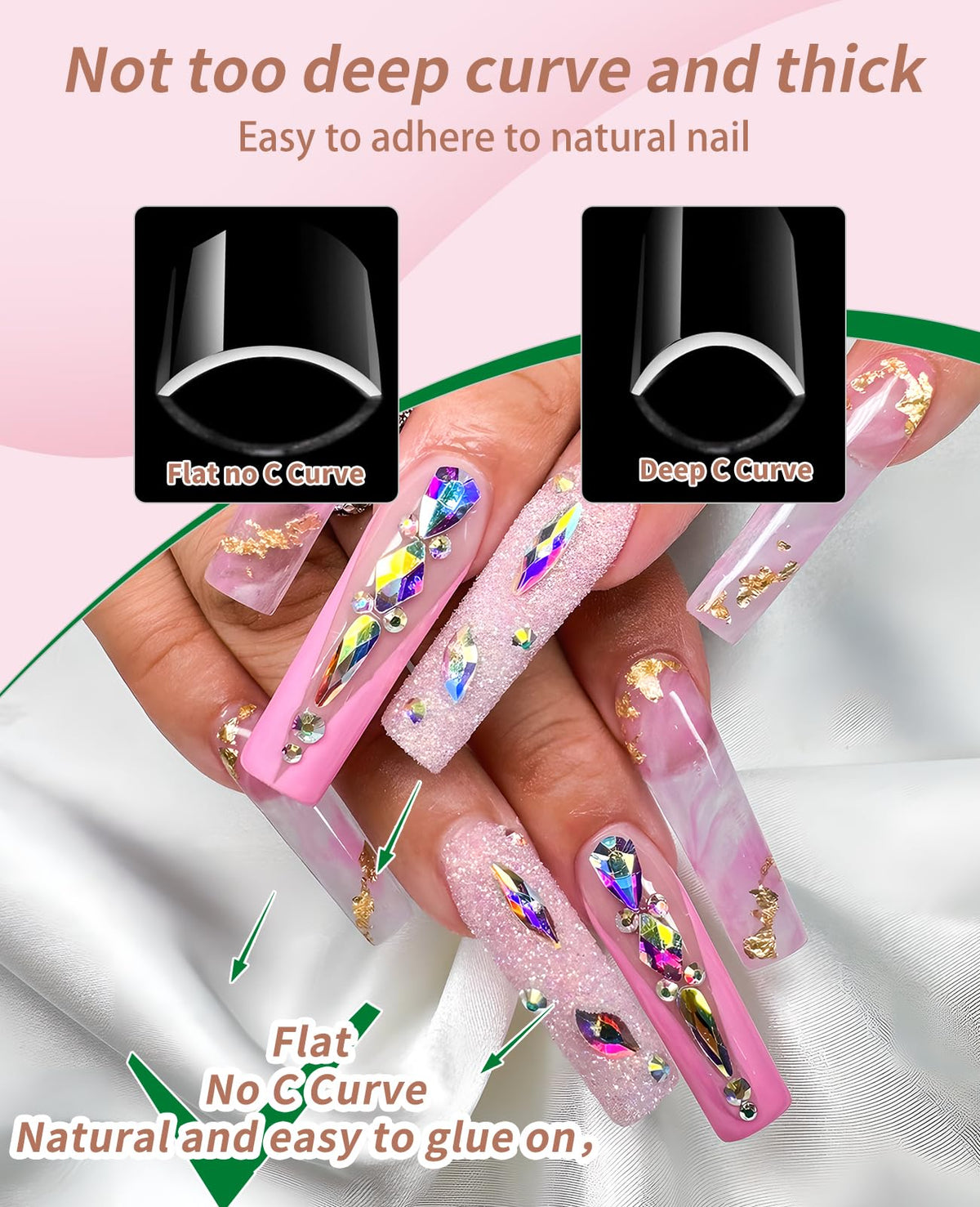 Cycullinyt Long Square Nail Tips application process