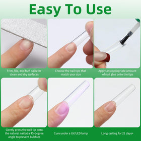 Cycullinyt Long Square Nail Tips application process with glue