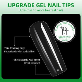 Cycullinyt Long Square Nail Tips close-up of nail tips
