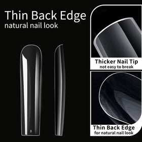 Cycullinyt Long Square Nail Tips in a creative nail art setup