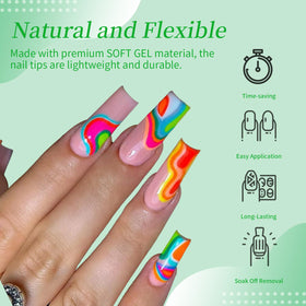Cycullinyt Long Square Nail Tips packaging with clear tips
