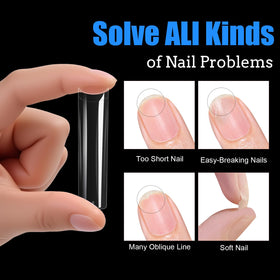 Cycullinyt Long Square Nail Tips with nail glue