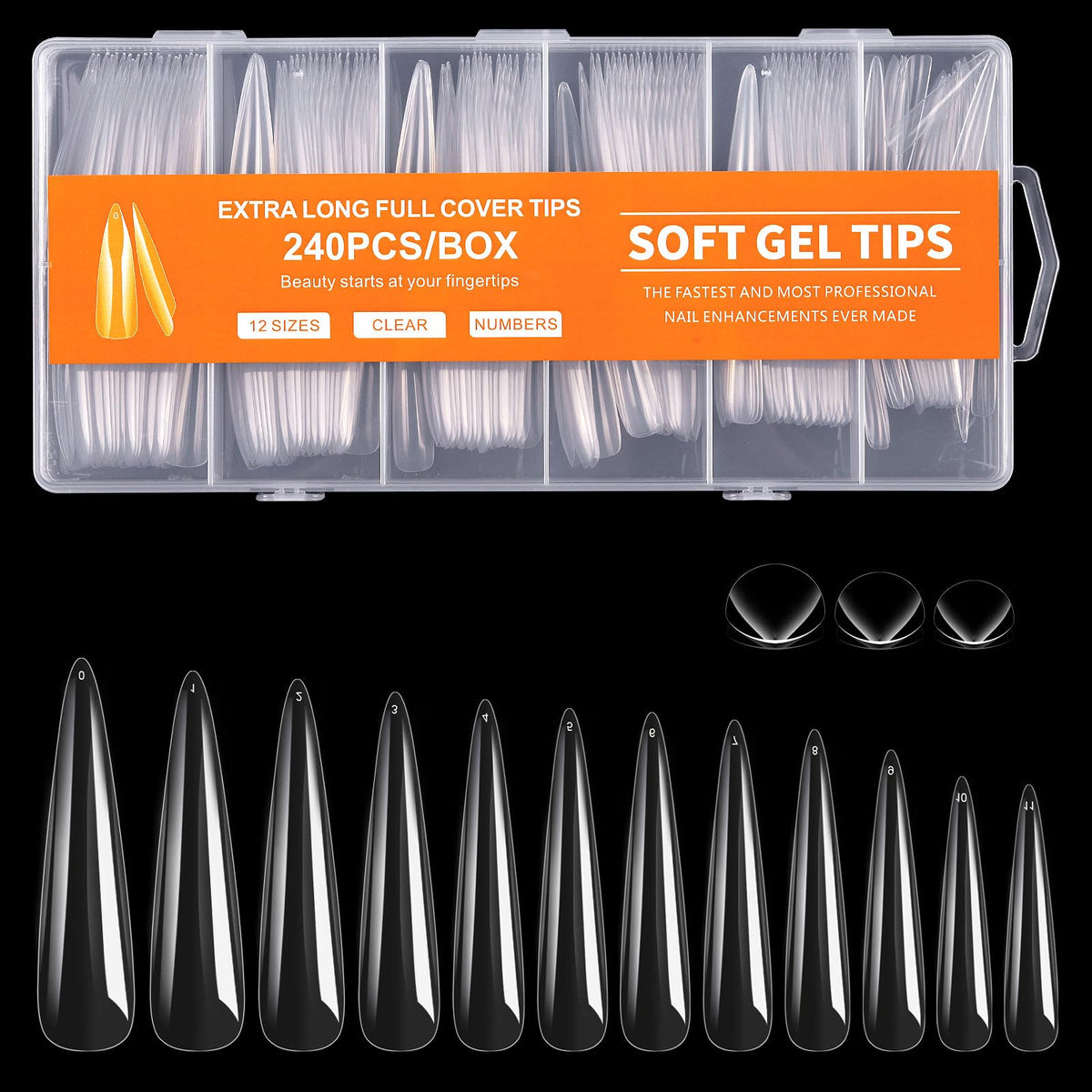 Cycullinyt Long Stiletto Nail Tips 240Pcs front view