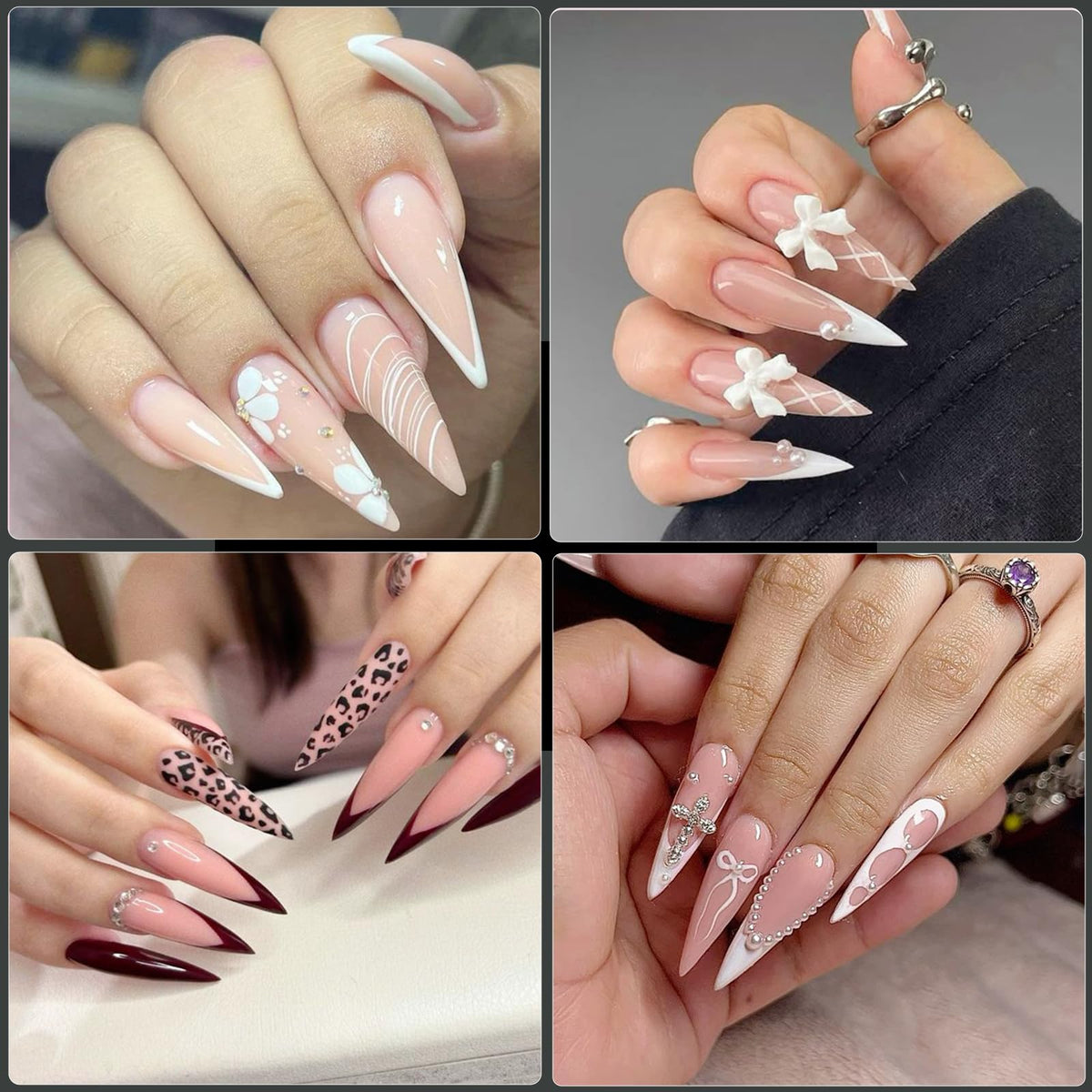 Cycullinyt Long Stiletto Nail Tips 240Pcs packaging
