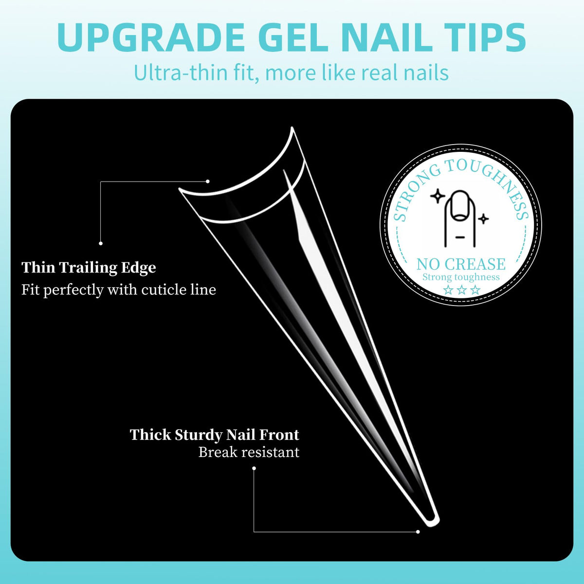 Cycullinyt Long Stiletto Nail Tips displayed with nail glue