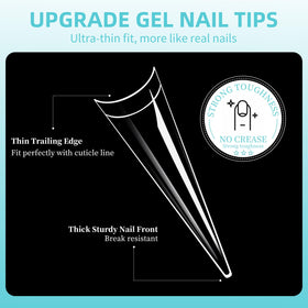 Cycullinyt Long Stiletto Nail Tips displayed with nail glue