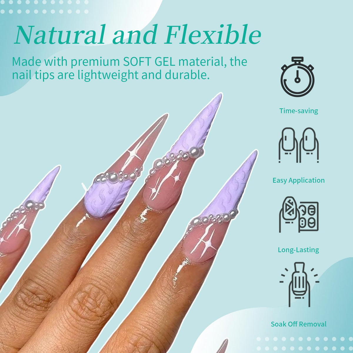 Cycullinyt Long Stiletto Nail Tips in packaging
