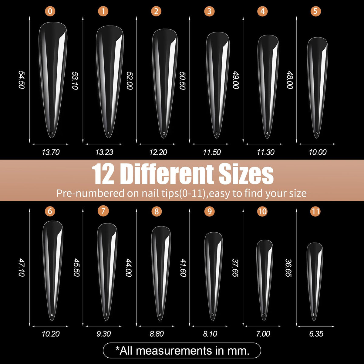 Cycullinyt Long Stiletto Nail Tips in use on nails