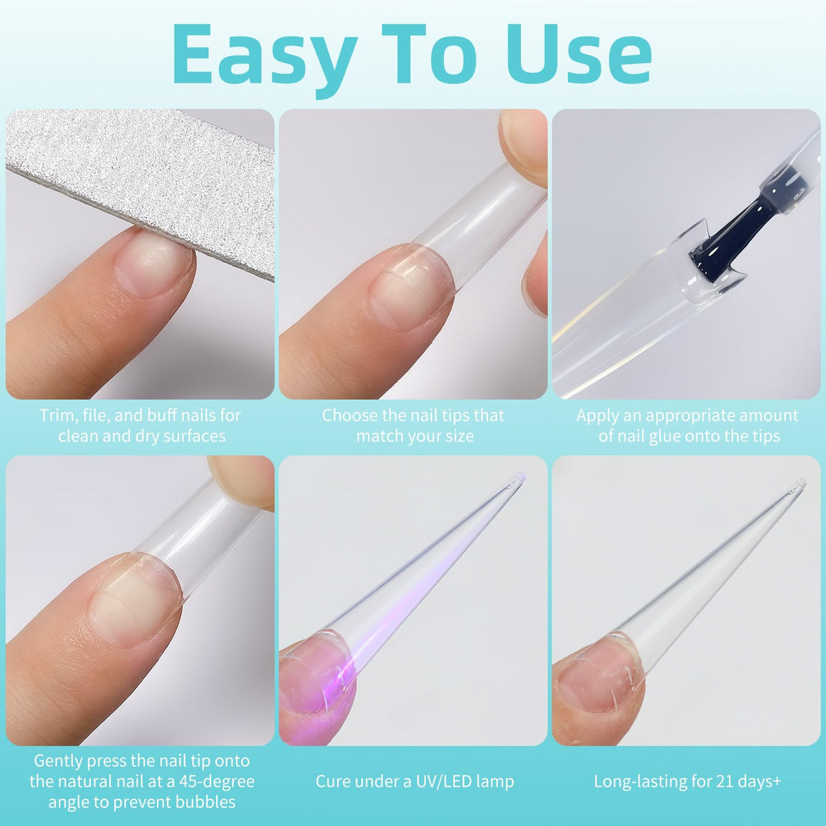 Cycullinyt Long Stiletto Nail Tips in various sizes