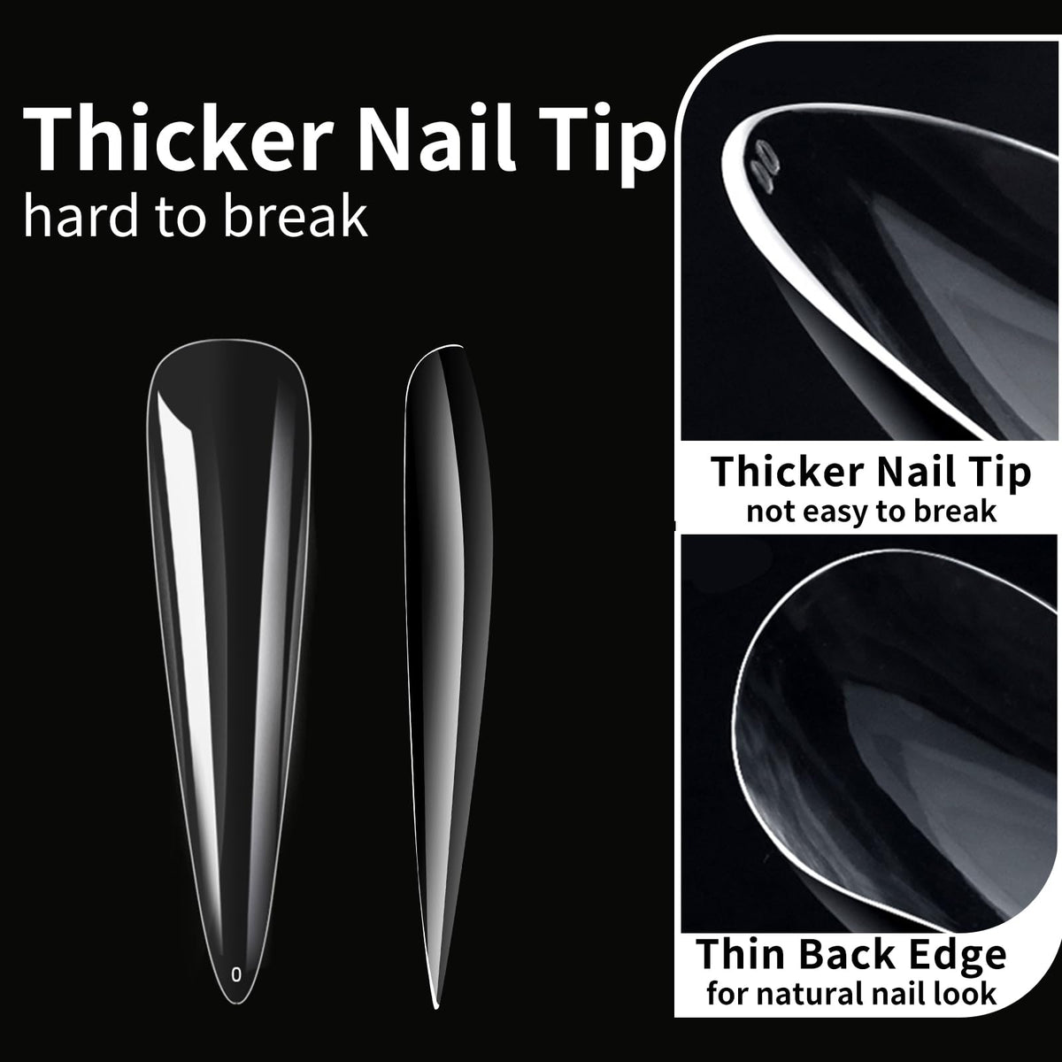 Cycullinyt Long Stiletto Nail Tips variety of sizes