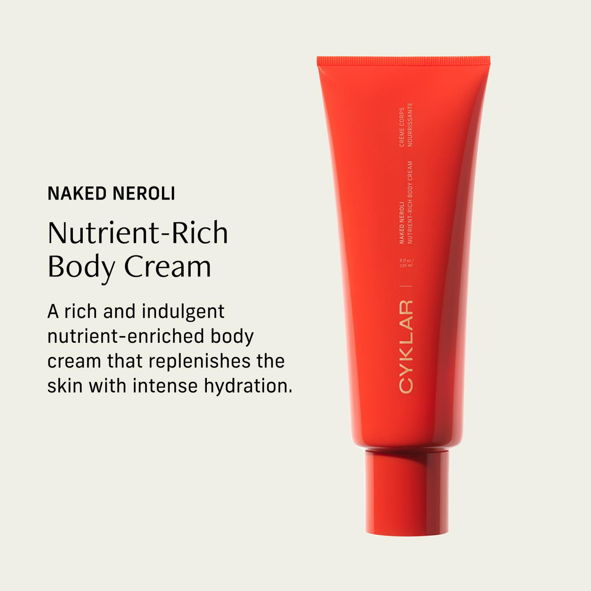 CYKLAR Nutrient Rich Body Cream 8oz back view with ingredients