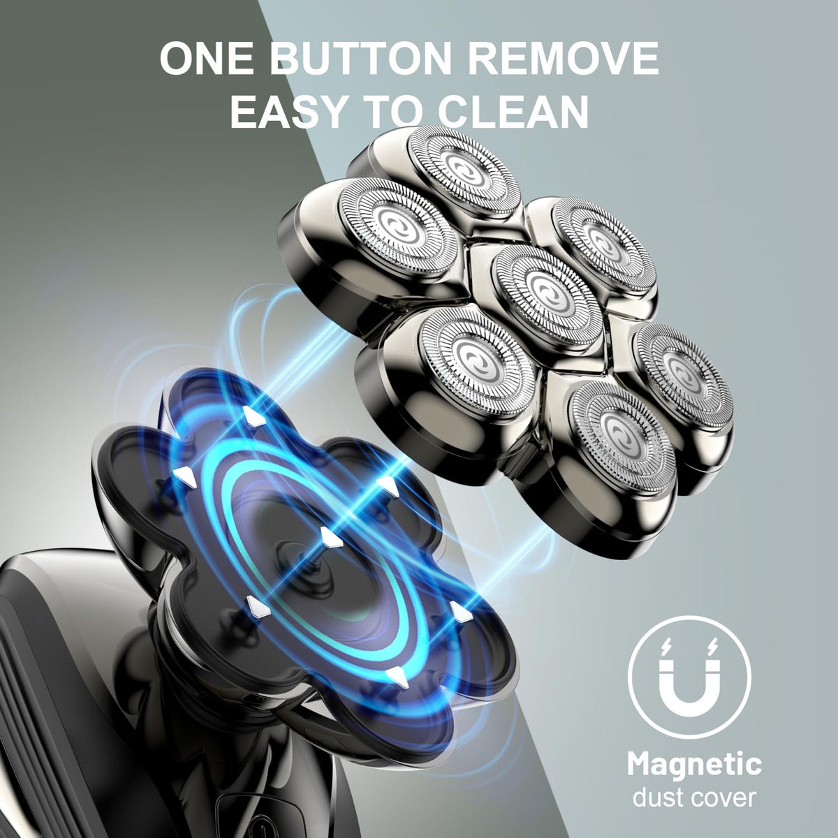 Cyruzi 7D Floating Electric Razor showing magnetic removable head