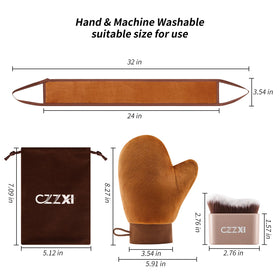 CZZXI self-tanning mitt front view showing soft velvet exterior