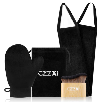 CZZXI Tanning Mitt front view with velvet exterior