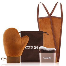 CZZXI Tanning Mitt Kit including mitt, back applicator, and body brush