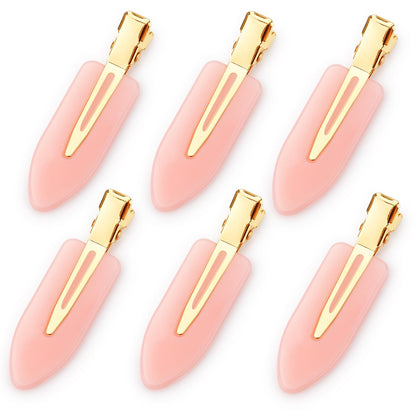 D 6 Pcs Creaseless Hair Clips in pink, front view