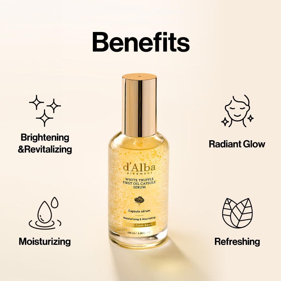 d'alba Piedmont White Truffle Serum packaging with ingredients