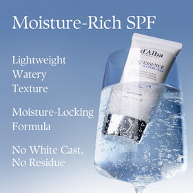 d'alba Piedmont White Truffle Waterfull Essence Sunscreen application on skin