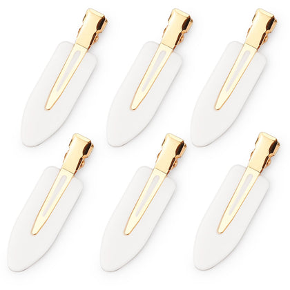 D Creaseless Hair Clips 6 Pcs white front view