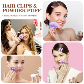 D Creaseless Hair Clips and Triangle Powder Puffs packaging