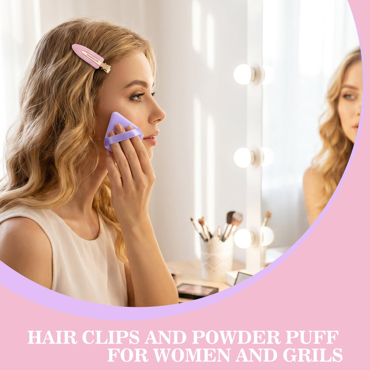 D Creaseless Hair Clips in a stylish makeup bag