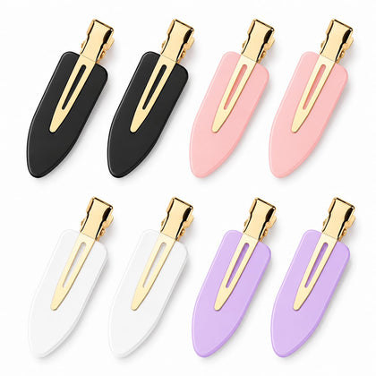 D Creaseless Hair Clips in Black, White, Pink, and Purple