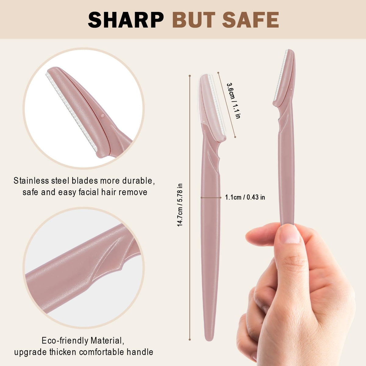 D Dermaplane Razor close-up of sharp stainless steel blade