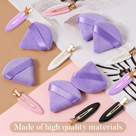 D Triangle Powder Puffs in purple with pointed edge