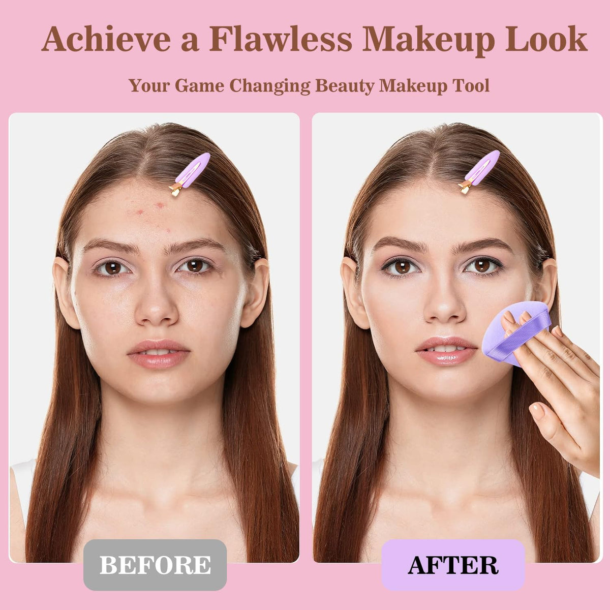 D Triangle Powder Puffs in use for makeup application