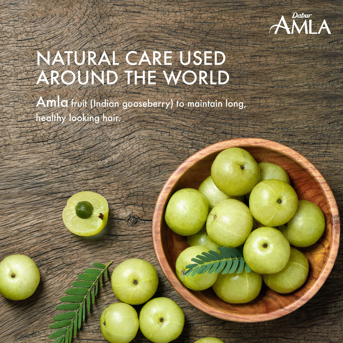 Dabur Amla Hair Oil 500ml lifestyle scene with hair care