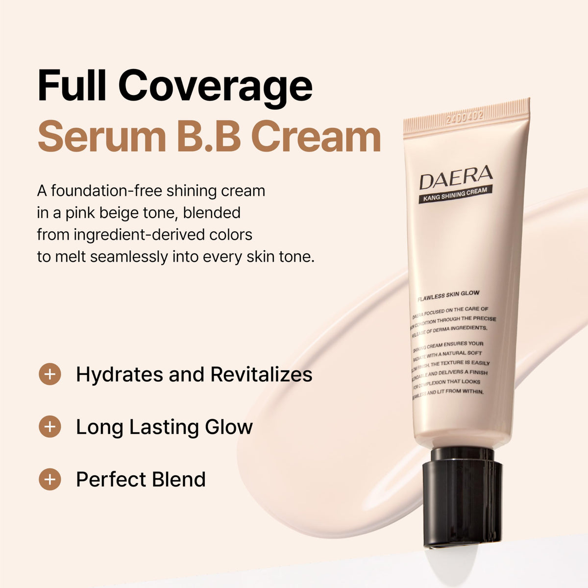 DAERA BB Cream showing the texture on a hand