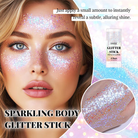 DAGEDA Dazzle White Body Glitter Stick applied on skin showing sparkly effect