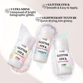 DAGEDA Dazzle White Body Glitter Stick in hand for easy application