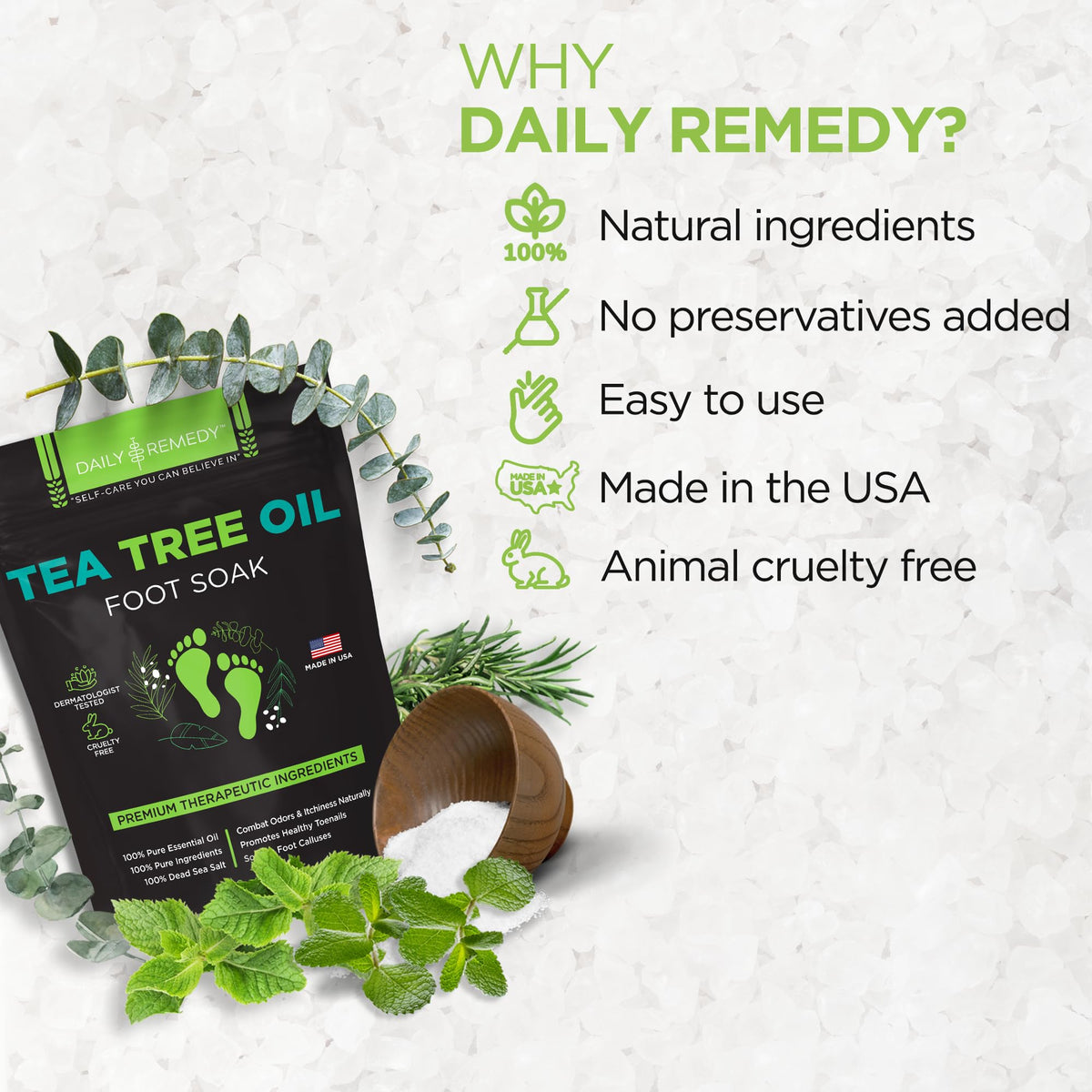 DAILY REMEDY Tea Tree Oil Foot Soak with essential oils
