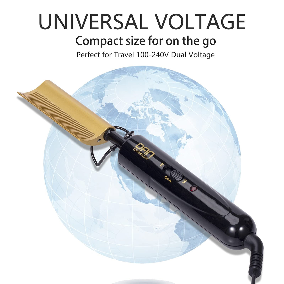 DAN Technology Curved Ceramic Hair Straightener dual voltage feature