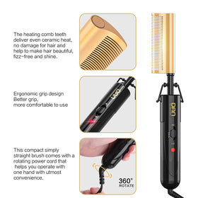 DAN Technology Curved Ceramic Hair Straightener in travel pouch