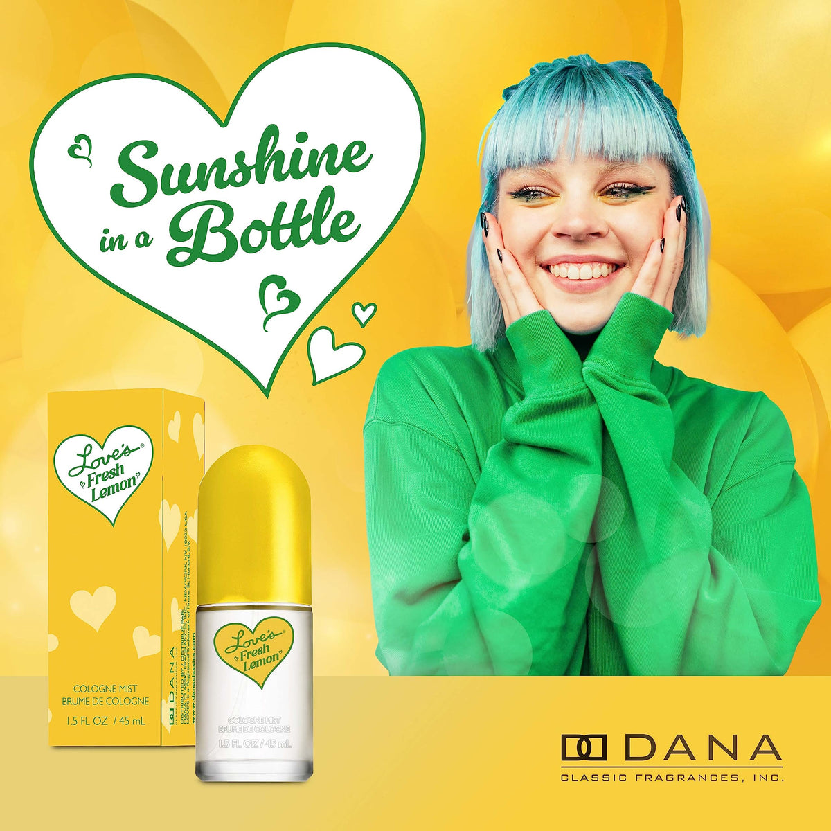 Dana Love's Fresh Lemon Cologne Mist 1.5 Fl. Oz. packaging