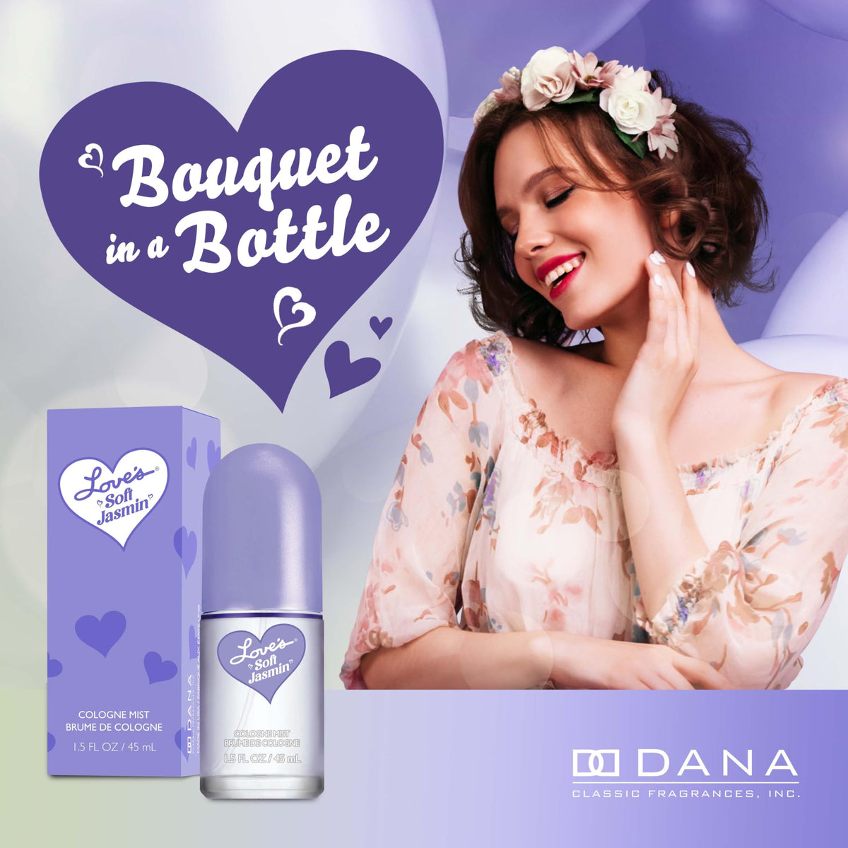 Dana Love's Soft Jasmin Cologne Mist bottle side view