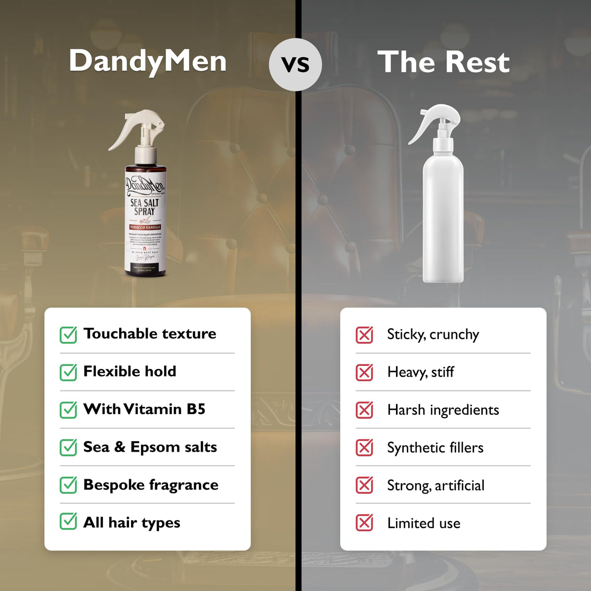 DandyMen Sea Salt Spray 290g side view with spray nozzle