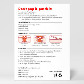 Daolyo acne patches displayed with natural ingredients