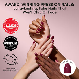 Dark maroon press on nails with glossy finish