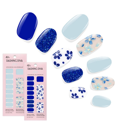 Dashing Diva Blue Blossom Collection June Bloom nail strips front view